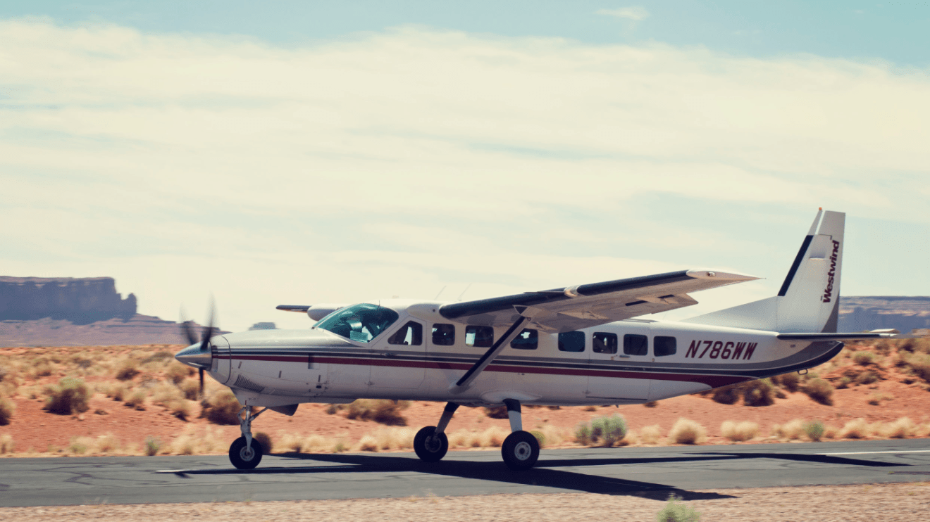 View of plane landing on runway