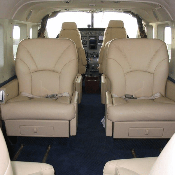 Leather seating in smaller plane